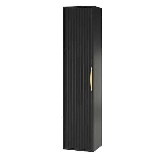 Kupaonski ormarić stup Avila, rebrasti, zlatna ručka, crna