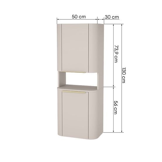 Kupaonski ormarić, stup Bassa kašmir, zlatne ručke, zaobljen