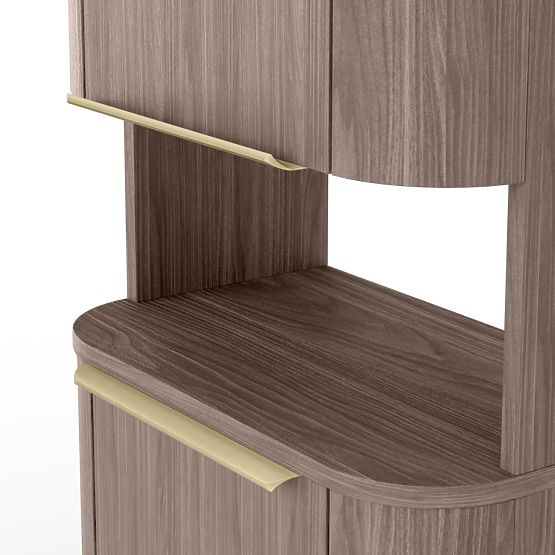 Kupaonski ormarić, stup Bassa orah lincoln, zlatne ručke, zaobljen