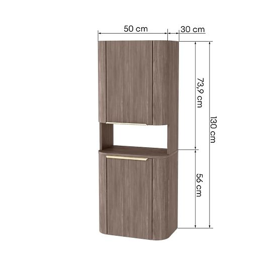 Kupaonski ormarić, stup Bassa orah lincoln, zlatne ručke, zaobljen