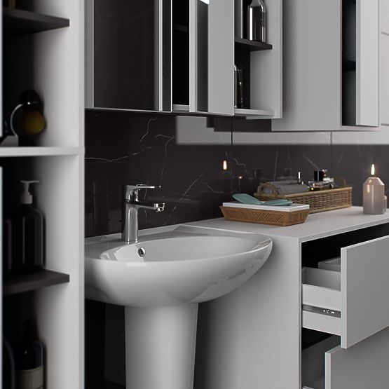 KUPAONSKI ORMARIĆ ZA UMIVAONIK VAMI W90 2SZ 2P PK BIJELA / GRAFIT SIVA