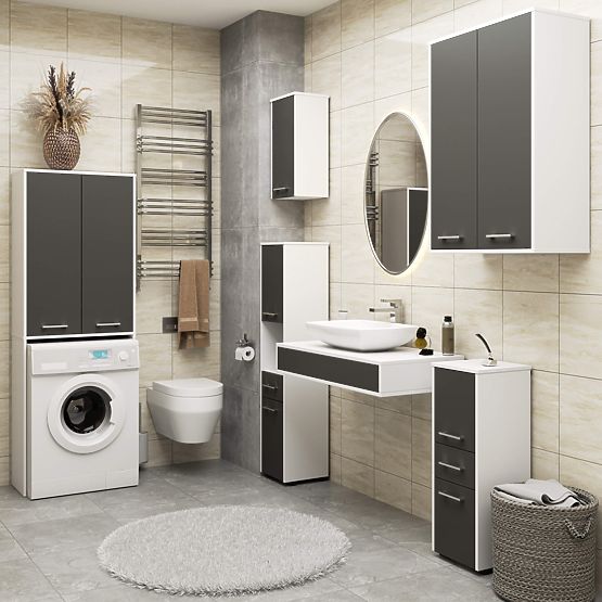 KUPAONSKI STUP FIN 180 ZA PERILICU PUNI 2D - BIJELA / SIVA