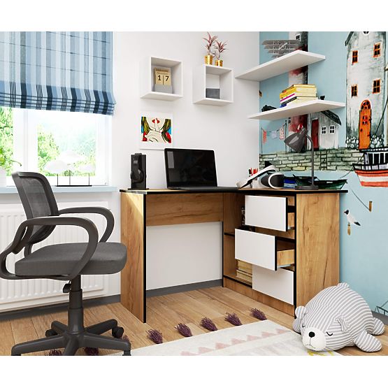 KUTNI PISAĆI STOL B16 CLP DESNI CRAFT HRAST / BIJELI