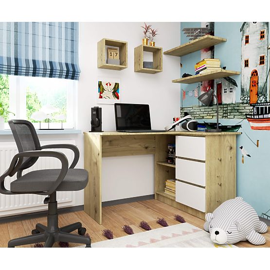 KUTNI PISAĆI STOL B16 CLP DESNI HRAST ARTISAN / BIJELI