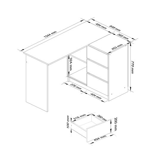 KUTNI PISAĆI STOL B16 CLP DESNI PK SIVI