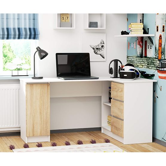 KUTNI PISAĆI STOL B20 CLP DESNI PK BIJELI / SONOMA