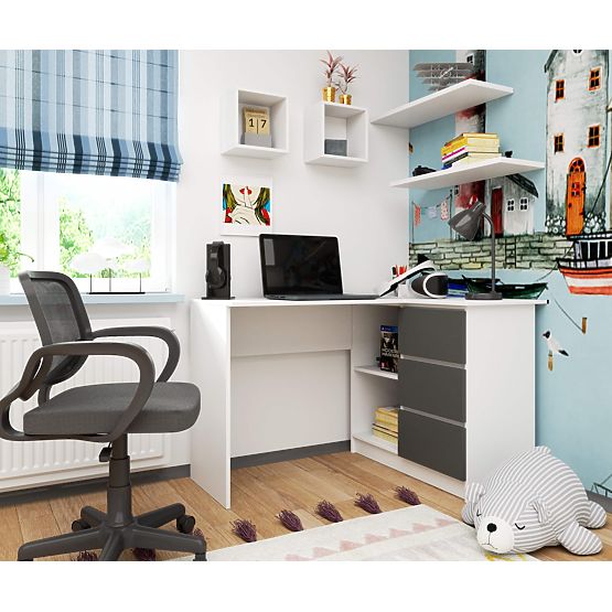 KUTNI STOL B16 CLP DESNI PK BIJELI / SIVI