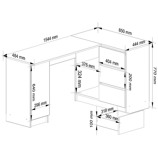 KUTNI STOL B20 CLP DESNI BIJELI