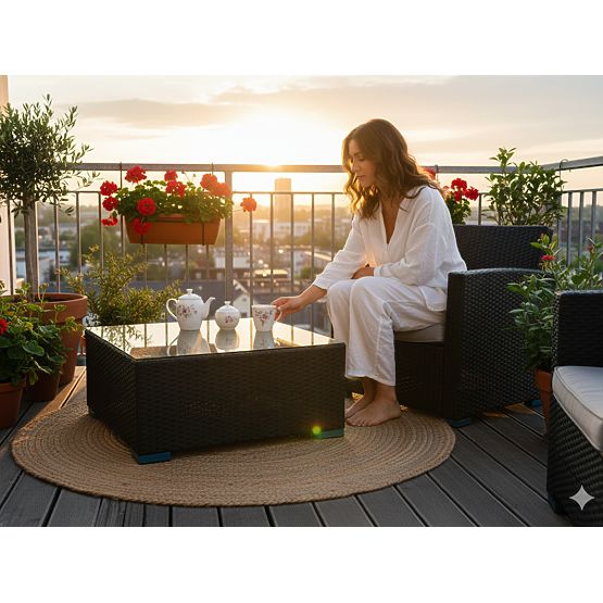 Kvadratni stol od crnog tehnoratana