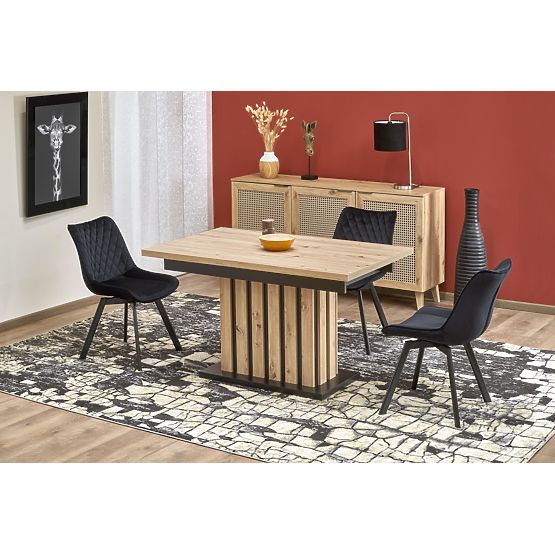 LAMELLO proširivi stol 160-210/90 cm hrast artisan/crni