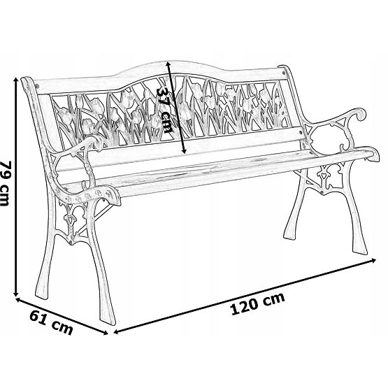 Lijevana vrtna klupa TULIPAN