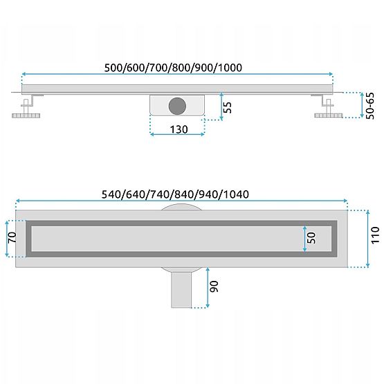 Linijski odvod REA NEOX PRO Brušeni čelik 50