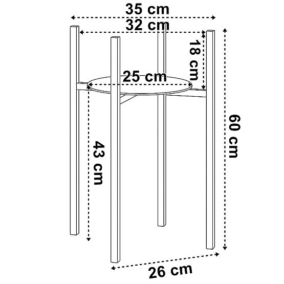 Loft stalak za cvijeće Torre 60 cm crni