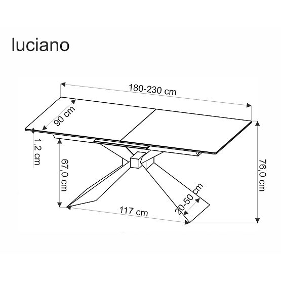LUCIANO rasklopivi stol, ploča: plavi mramor (2p=1ks)