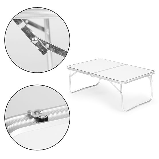 Mali turistički sklopivi piknik stol 60x40 cm bijeli MultiGarden