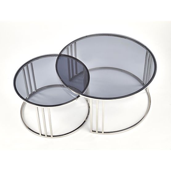 MERCURY set 2 klupa, okvir - srebrni, staklo - dimno (1p=1kom)