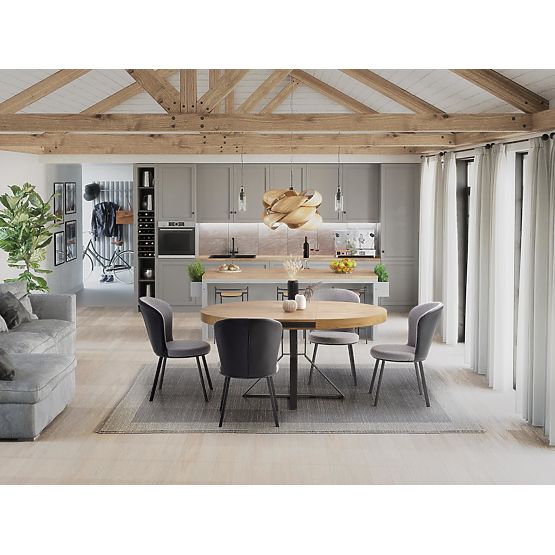 MERCY sklopivi stol, ploča - zlatni hrast, noge - crne (2p=1ks)