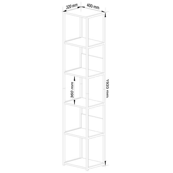 Metalna loft polica 40 cm - crna-dub artisan - 6 polica
