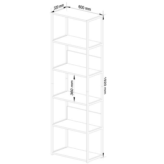 METALNA POLICA LOFT 600 CRNA/CRNA