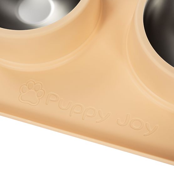 Metalne zdjele za psa ili mačku s protukliznom podlogom bež PJ-089