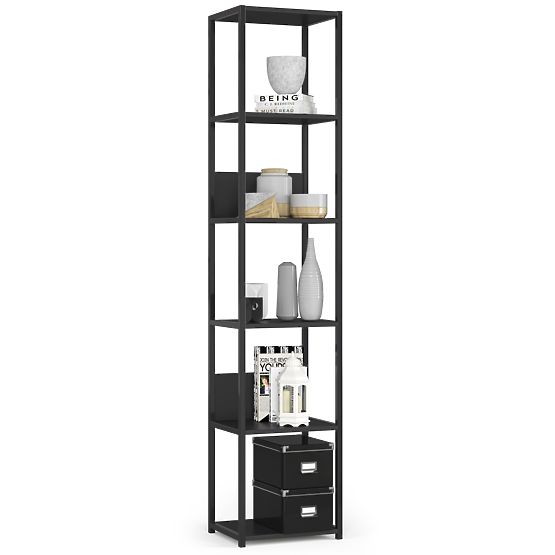 Metalni loft regal 40 cm - crni-crni - 6 polica