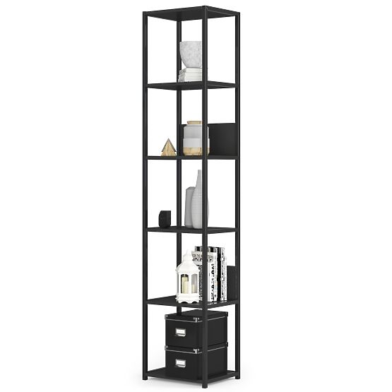Metalni loft regal 40 cm - crni-crni - 6 polica