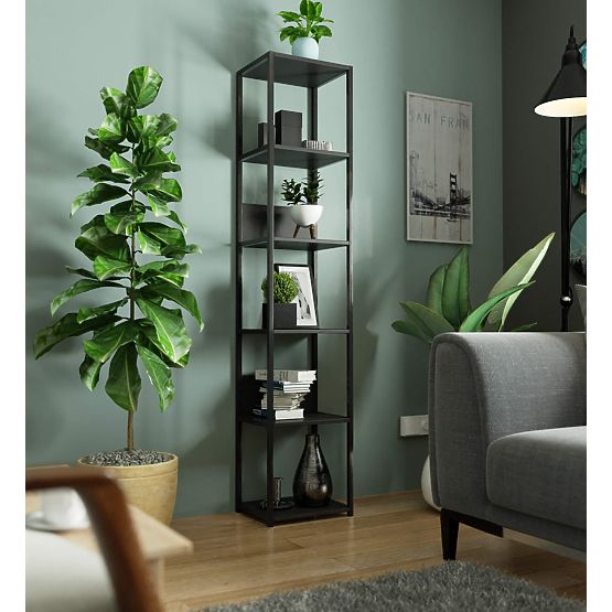 Metalni loft regal 40 cm - crni-crni - 6 polica