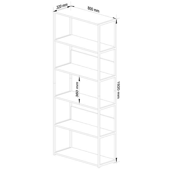 Metalni loft regal 80 cm - crna-hrast artisan - 6 polica