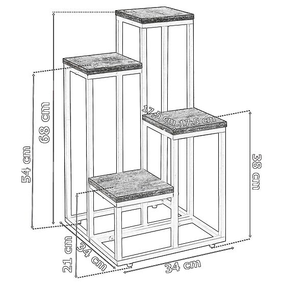 Metalni stalak za cvijeće MOGREN bijeli mramor