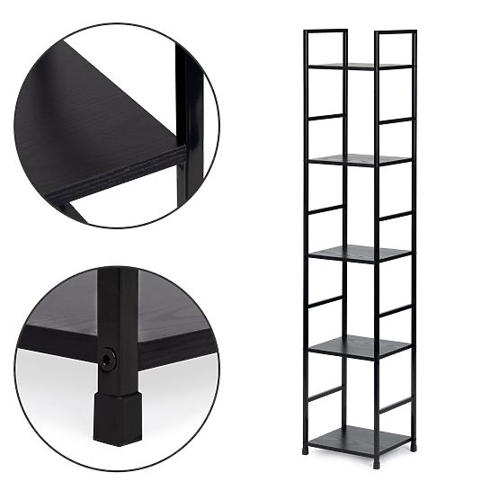 Moderna drvena polica s metalnim okvirom LOFT 5 polica