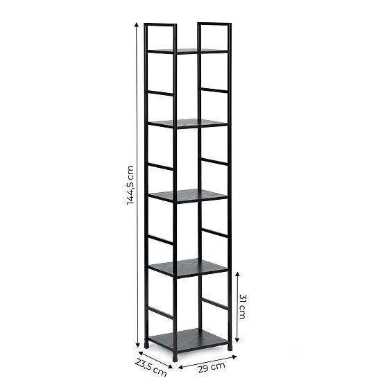 Moderna drvena polica s metalnim okvirom LOFT 5 polica