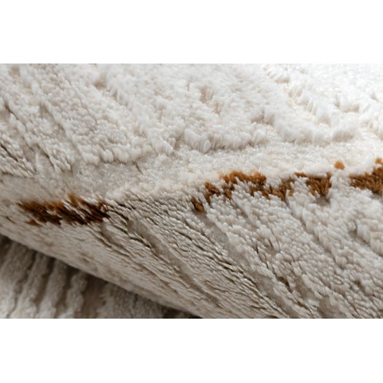 Moderni tepih DUKE 51557 krem / zlatna - Geometrijski, strukturiran, vrlo nježan, resice