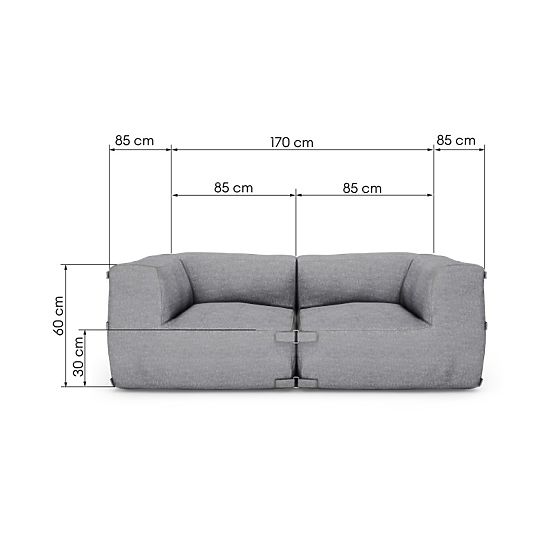 Modularna vrtna sofa Vacuum Vlll s presvlakom, siva
