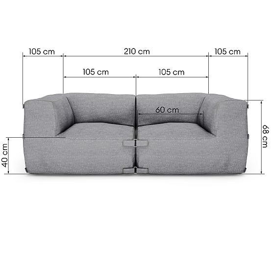 Modularna vrtna sofa Vacuum Vlll s presvlakom, siva