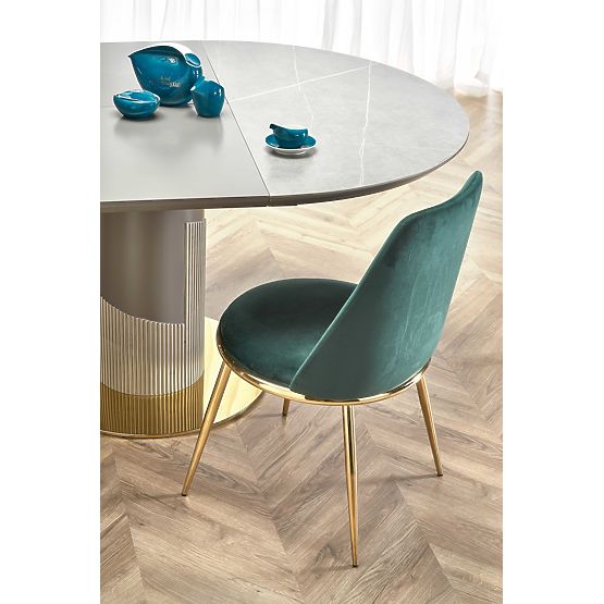 MUSCAT proširivi stol ploča - sivi mramor, noga - svijetlo siva / zlatna