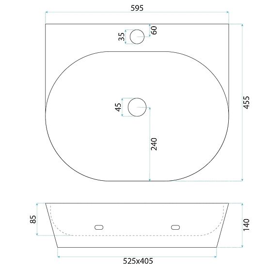 Nadgradni / zidni umivaonik Rea Kim 60