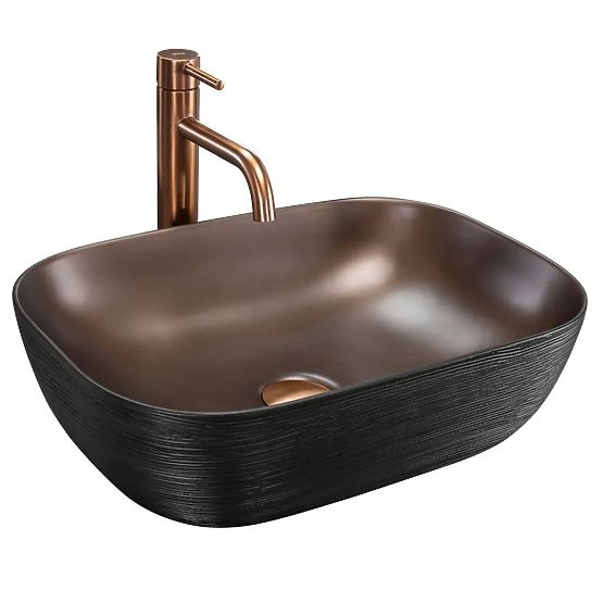 Namještajni umivaonik Rea Belinda COPPER BRUSH / Crna