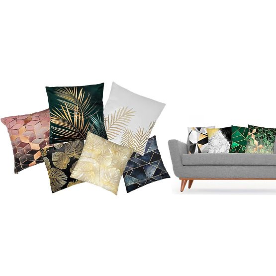 Navlaka za jastuk 3D - zeleno-zlatna