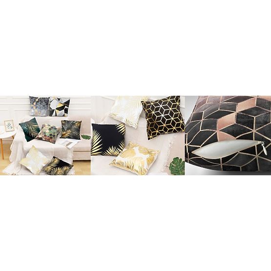 Navlaka za jastuk 3D - zeleno-zlatna