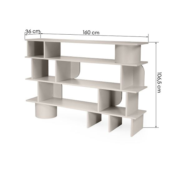Niski regal Rangali, kašmir, zaobljen