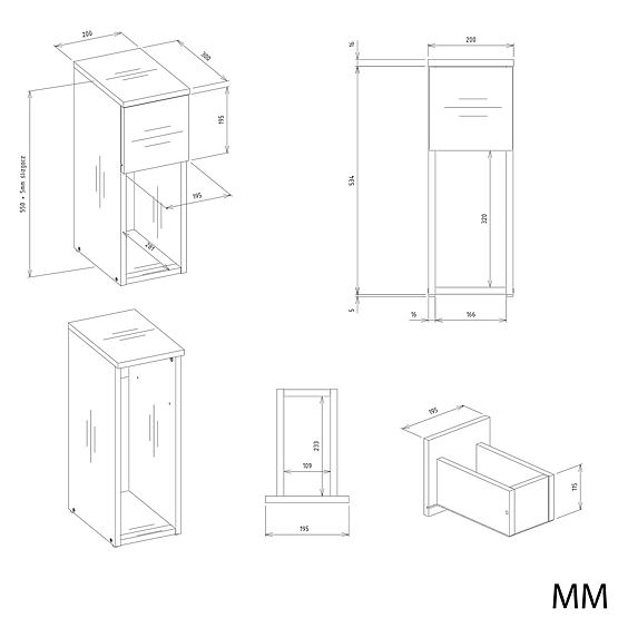 Noćni ormarić GALAX 20/1S BIJELA-ARTISAN