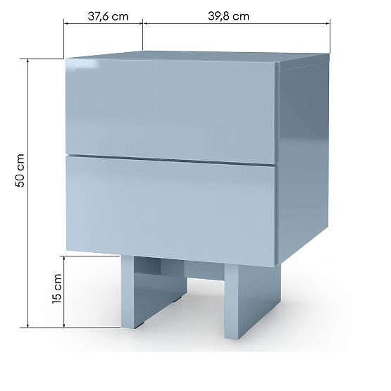 Noćni ormarić Glim, dimno plava, sjajna