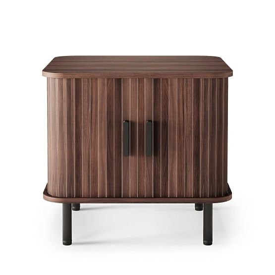 Noćni ormarić Gliss, zaobljen, letvice, tamni orah
