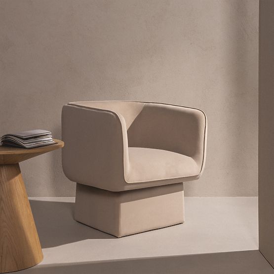 Okretna stolica One svijetlo bež, velur