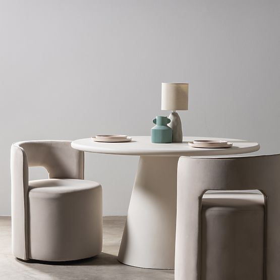 Okretna stolica Raval bež, baršunasta, zaobljena