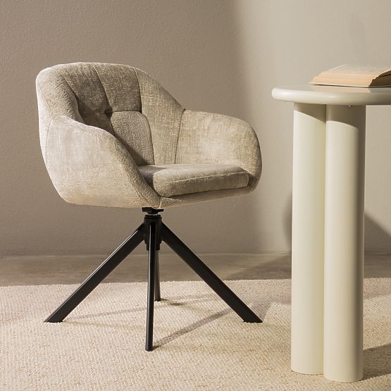 Okretna stolica Santos svijetlo bež/crne noge