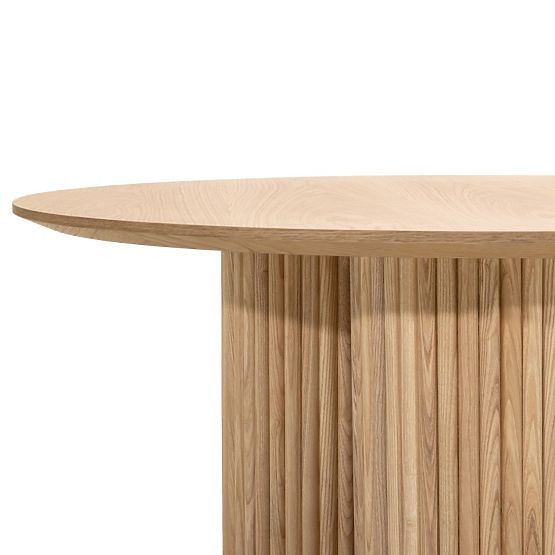 Okrugli konferencijski stolić Vesby 100 cm, prirodni hrast, jasen, lamele