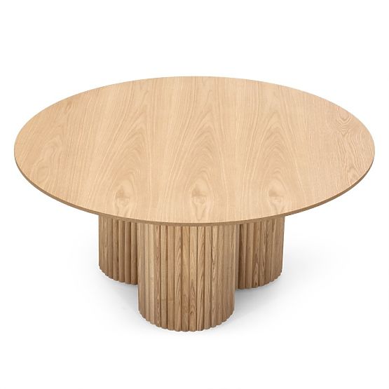 Okrugli konferencijski stolić Vesby 100 cm, prirodni hrast, jasen, lamele