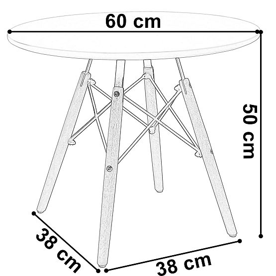 Okrugli stol PARIS DTW 60 cm bijeli