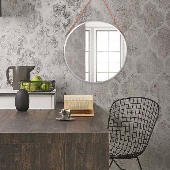 OKRUGLO SREBRNO OGLEDALO NA UŽETU 40CM KLMH-0410S-1